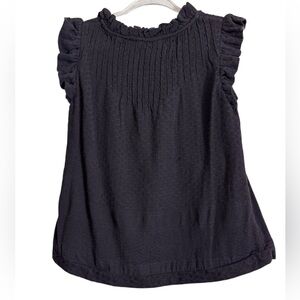 Cecilie Copenhagen Black Sleeveless High Neck Ruffle Top Size XS